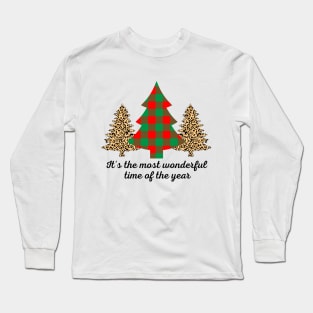 LEOPARD AND PLAID CHRISTMAS TREE Long Sleeve T-Shirt